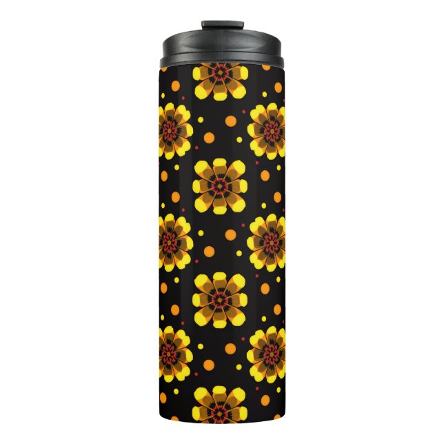 Groovy 70s Daisy Flower Power Pattern Thermosbecher (Vorderseite)