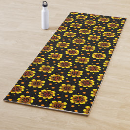 Groovy 70s Daisy Flower Power Pattern Yogamatte