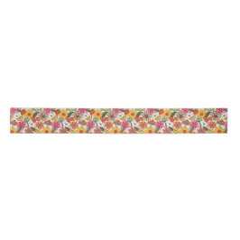 Groovy 70's, Orange, Pink und Green Floral Satinband