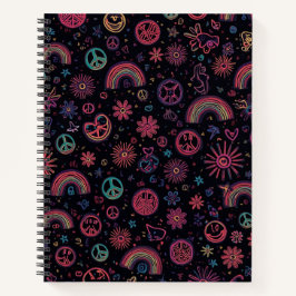 Groovy 70s Psychedelic Tumbler | Smiley Faces Notizbuch