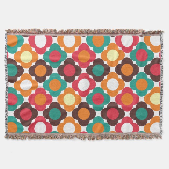 Groovy 70s Retro Flower Pattern | Bold Boho Floral Decke (Vorderseite)