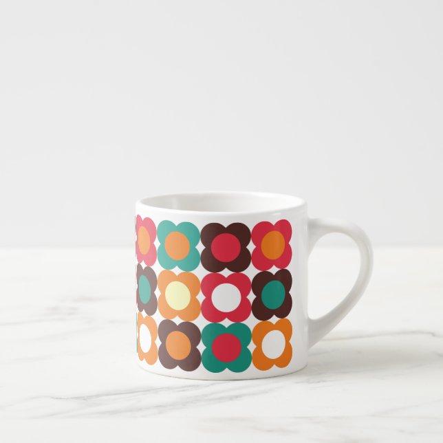 Groovy 70s Retro Flower Pattern | Bold Boho Floral Espressotasse (Rechts)