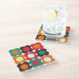 Groovy 70s Retro Flower Pattern | Bold Boho Floral Glasuntersetzer