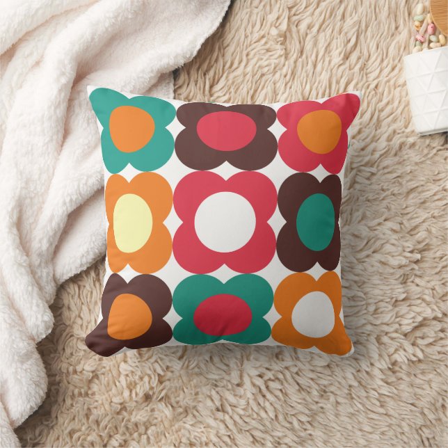 Groovy 70s Retro Flower Pattern | Bold Boho Floral Kissen (Decke)