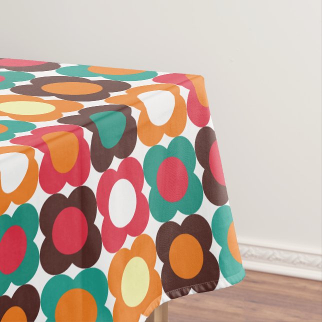 Groovy 70s Retro Flower Pattern | Bold Boho Floral Tischdecke (Beispiel)