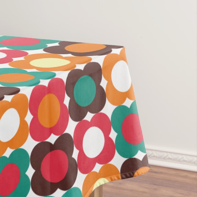 Groovy 70s Retro Flower Pattern | Bold Boho Floral Tischdecke (Beispiel)