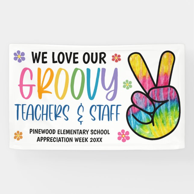 Groovy 70's Theme Teacher Appreciation Banner (Horizontal)