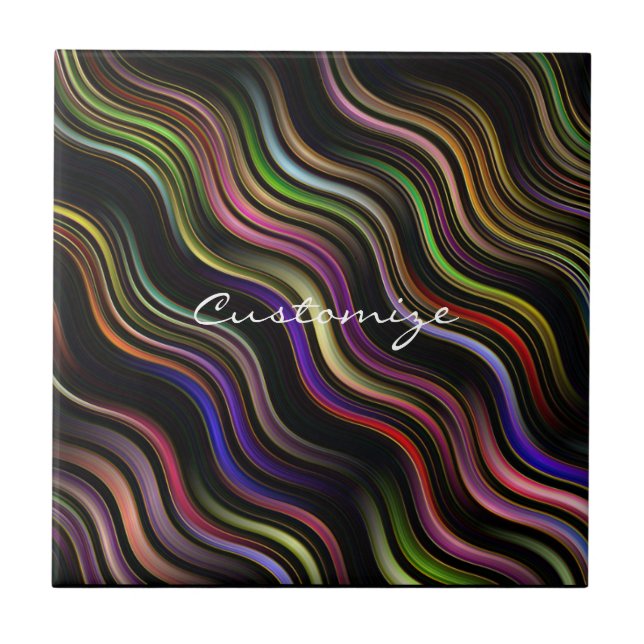 Groovy 70's Wavy Hippie Psychedelic Fliese (Vorderseite)