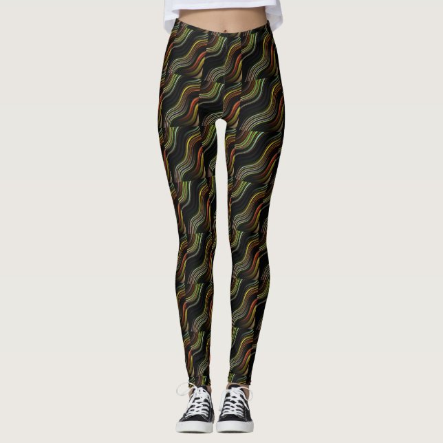Groovy 70's Wavy Hippie Psychedelic Leggings (Vorderseite)