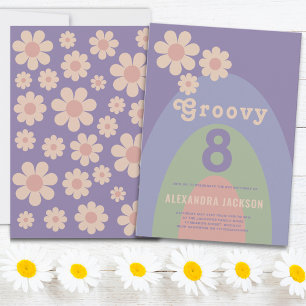 Groovy 8 Retro 8. Geburtstagsfeier Einladung