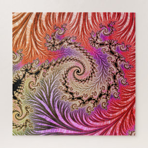 Groovy Abstract Digital Funky Boho Spiral Fraktal Puzzle