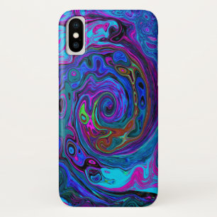 Groovy Abstract Retro Blau und Lila Wirbel Case-Mate iPhone Hülle