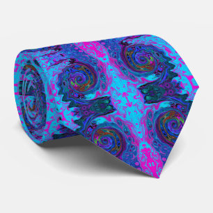 Groovy Abstract Retro Blau und Lila Wirbel Krawatte