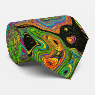Groovy Abstract Retro Limettengrün und Blau Wirbel Krawatte