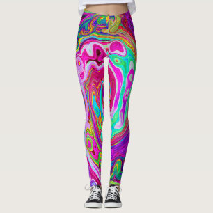 Groovy Abstract Retro Magenta Regenbogenwirbel Leggings