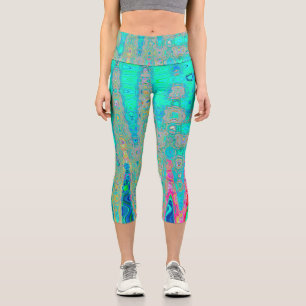 Groovy Abstract Retro Regenbogen Atomwellen Capri Leggings