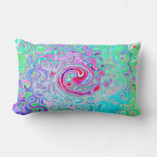 Groovy Abstract Retro Rosa und Grün Wirbel Lendenkissen