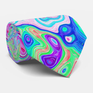 Groovy Abstract Retro Rosa und Grüner Wirbel Krawatte