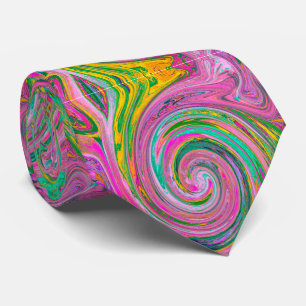 Groovy Abstract Retro Rosa und Mintgrün Wirbel Krawatte