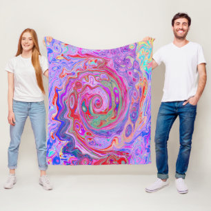 Groovy Abstract Retro Rot, Lila und Rosa Wirbel Fleecedecke