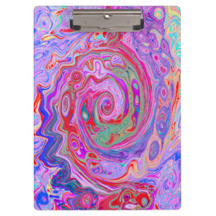 Groovy Abstract Retro Rot, Lila und Rosa Wirbel Klemmbrett