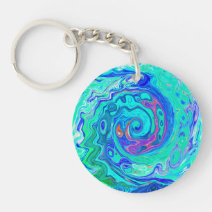Groovy Abstracter Ozean Blau und Grüner Flüssigkei Schlüsselanhänger