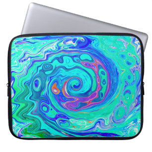 Groovy Abstracter Ozean in Blau und Grünem Flüssig Laptopschutzhülle