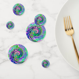 Groovy Abstrakt Aqua und Navy Lava Swirl Konfetti