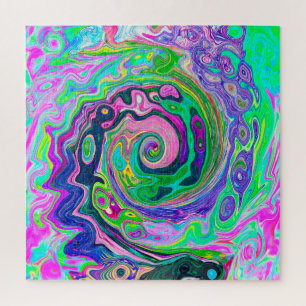 Groovy Abstrakt Aqua und Navy Lava Swirl Puzzle