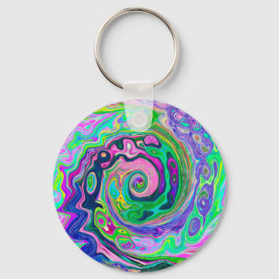 Groovy Abstrakt Aqua und Navy Lava Swirl Schlüsselanhänger