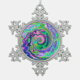 Groovy Abstrakt Aqua und Navy Lava Swirl Schneeflocken Zinn-Ornament