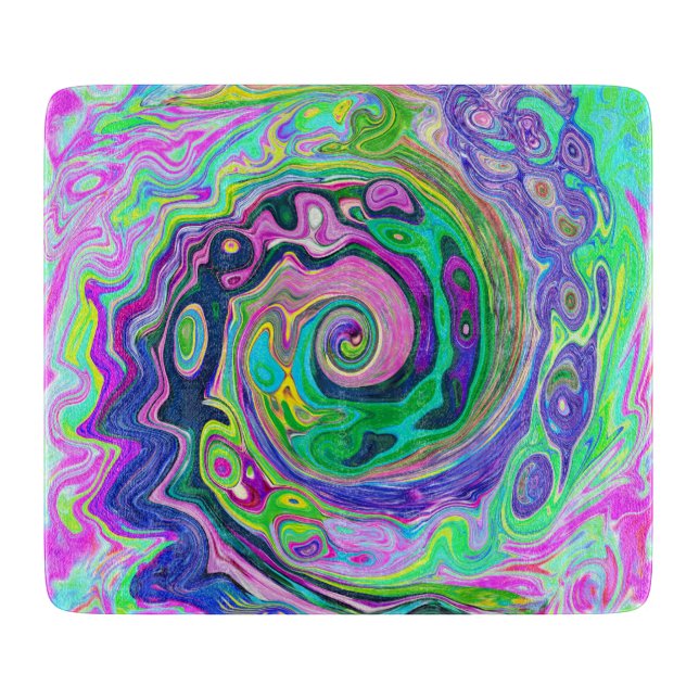 Groovy Abstrakt Aqua und Navy Lava Swirl Schneidebrett (Vorderseite)