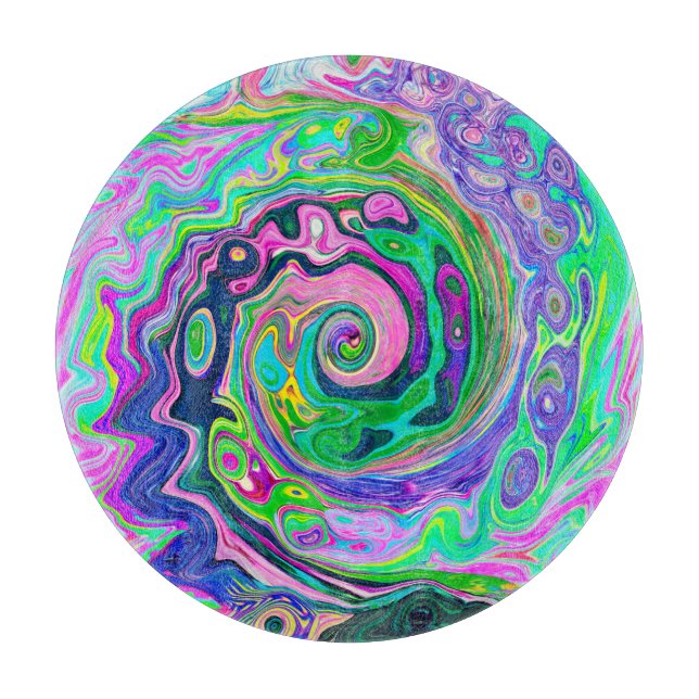 Groovy Abstrakt Aqua und Navy Lava Swirl Schneidebrett (Vorderseite)