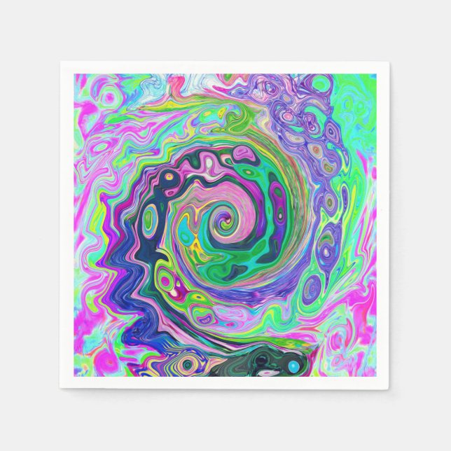 Groovy Abstrakt Aqua und Navy Lava Swirl Serviette (Vorderseite)