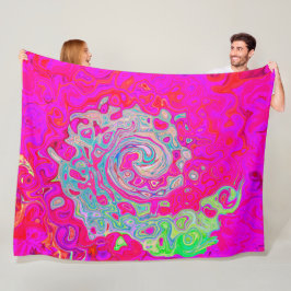 Groovy Abstrakt Aquamarin Blue and Red Swirl Fleecedecke