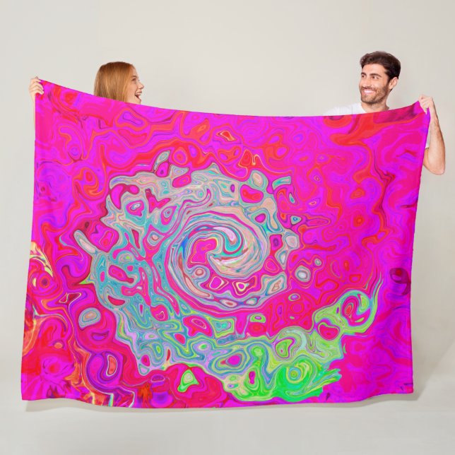 Groovy Abstrakt Aquamarin Blue and Red Swirl Fleecedecke (Beispiel)