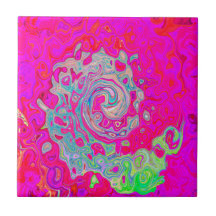 Groovy Abstrakt Aquamarin Blue and Red Swirl