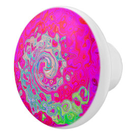 Groovy Abstrakt Aquamarin Blue and Red Swirl Keramikknauf