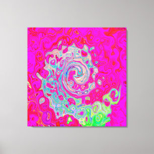Groovy Abstrakt Aquamarin Blue and Red Swirl Leinwanddruck