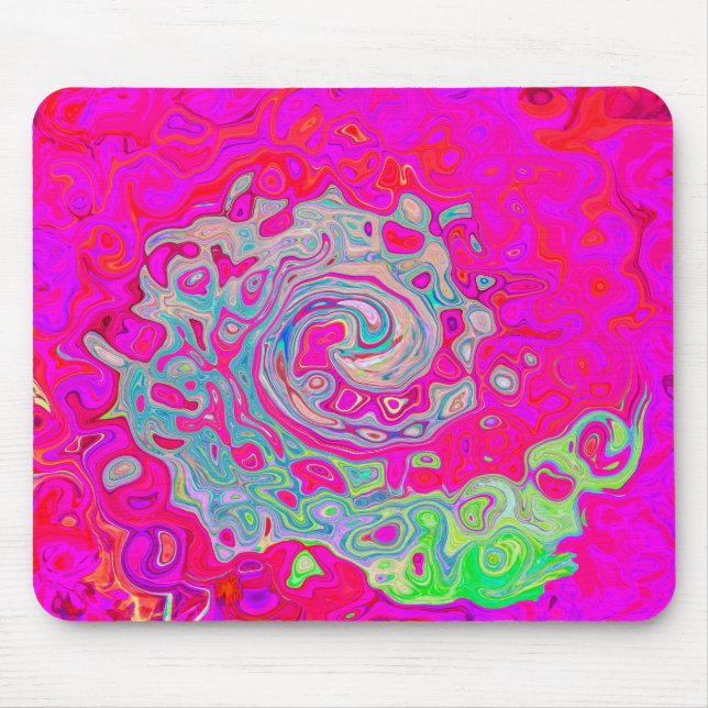 Groovy Abstrakt Aquamarin Blue and Red Swirl Mousepad (Vorne)
