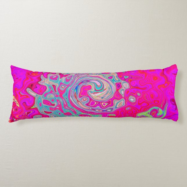 Groovy Abstrakt Aquamarin Blue and Red Swirl Seitenschläferkissen (Vorderseite)