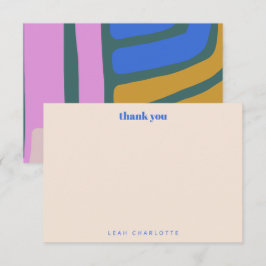 Groovy Abstrakt Blue Custom Bat Mitzvah Dankeskarte