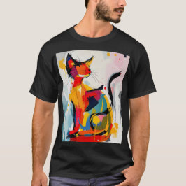 Groovy Abstrakt Cat im Stil der 70er Jahre T-Shirt