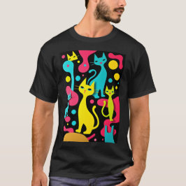 Groovy Abstrakt Cats im Stil der 70er Jahre T-Shirt