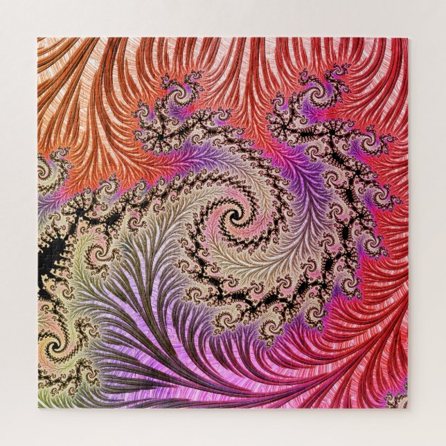 Groovy Abstrakt Digital Funky Boho Spiral Fraktal Puzzle (Vertikal)