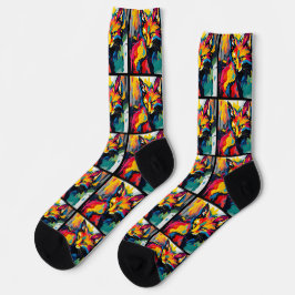 Groovy Abstrakt Fox im Stil der 1960er Jahre Socken