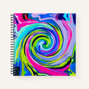 Groovy Abstrakt Gelb und Navy Blue Swirl Notizbuch