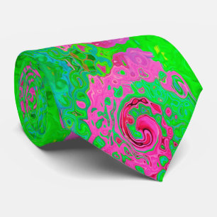 Groovy Abstrakt Green und Red Lava Liquid Swirl Krawatte