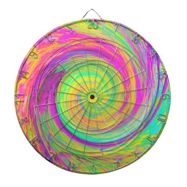 Groovy, Abstrakt, Lila und gelb, flüssiger Swirl Dartscheibe (vorne)