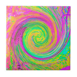 Groovy, Abstrakt, Lila und gelb, flüssiger Swirl Fliese